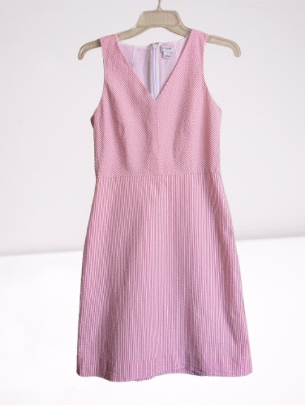 J. Crew Seersucker Sheath Dress Pink White Pinstripes Cotton Size 2